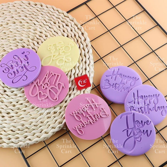 Round Acrylic Stamp Embosser for Biscuits Chocolate Lettering Press Tool TSC