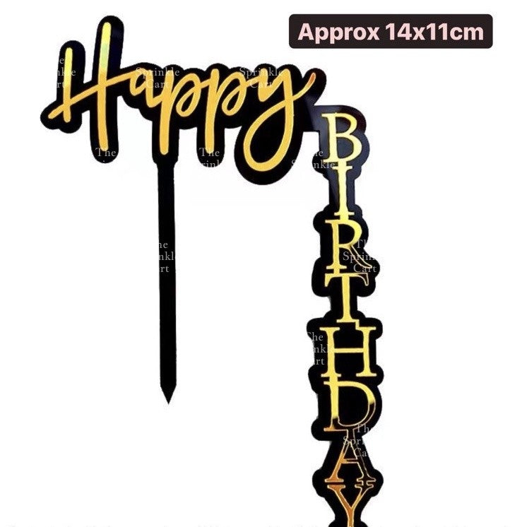 Right Angle Acrylic Happy Birthday Cake Topper TSC