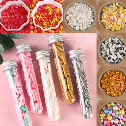 [NEW DESIGNS] Edible Sprinkles Dragees Pearls Rods Capsule for Cake Decoration TSC
