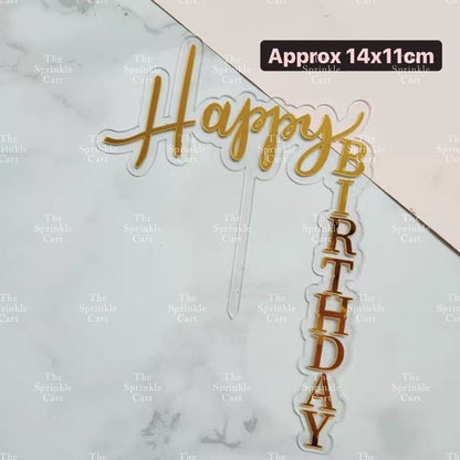 Right Angle Acrylic Happy Birthday Cake Topper TSC