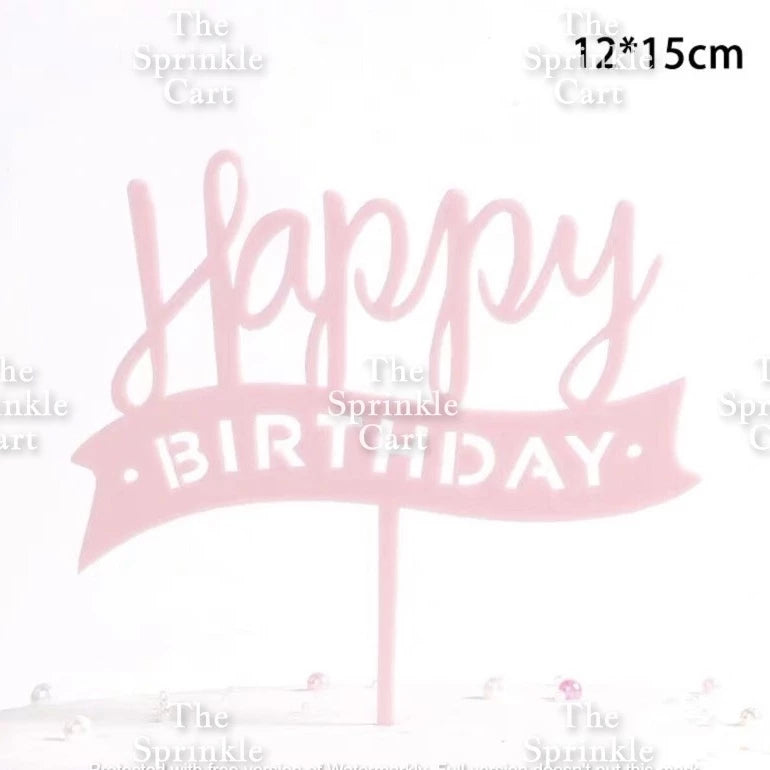 Acrylic Glitter Paper Happy Birthday Mr & Mrs Girl Boy Cake Topper Party Supplies