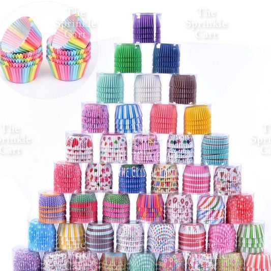100pcs Paper Cupcake Muffin Liner Cup 3oz with Plain and Colorful Printed Designs TSC