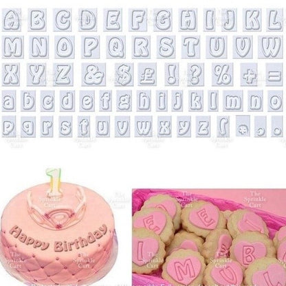 64pcs Alphabet Uppercase Lowercase Letter Punctuations Stamp Guide Cutter Set for Cake Lettering Use TSCTSC