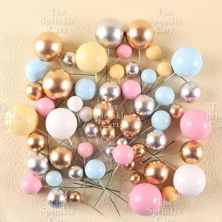 Balls Cake Topper Gold Silver White Pink Blue Yellow Decoration Birthday Swirl Ball Spiral Ball