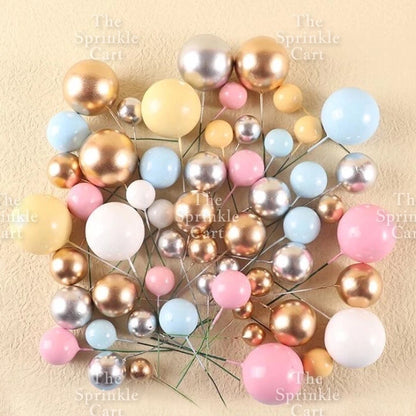 Balls Cake Topper Gold Silver White Pink Blue Yellow Decoration Birthday Swirl Ball Spiral Ball