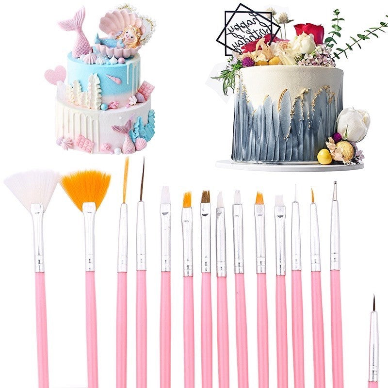 15pcs Decorating Brush Set for Baking and DIY Nail Arts Use TSC