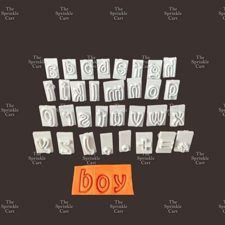 64pcs Alphabet Uppercase Lowercase Letter Punctuations Stamp Guide Cutter Set for Cake Lettering Use TSCTSC