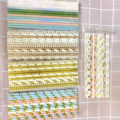Drinking Paper Straw Metallic Gold Colorful Individually Wrapped Boba Plastic Straw TSC