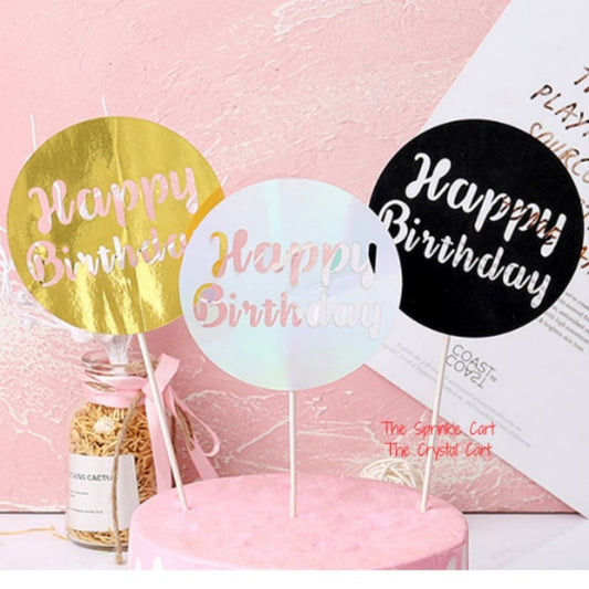 Happy Birthday Cake Topper Laser Round Hollow Cloud TSC