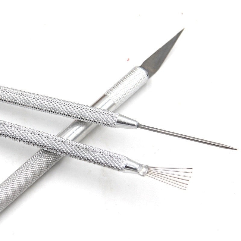 Aluminum 7-Pin Wire Pro Needle and Precision Knife Modelling Tool for Gumpaste Fondant Cake and DIY Clay Arts TSC
