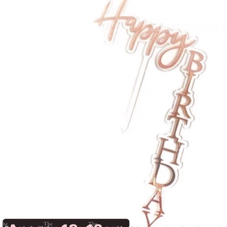 Right Angle Acrylic Happy Birthday Cake Topper TSC