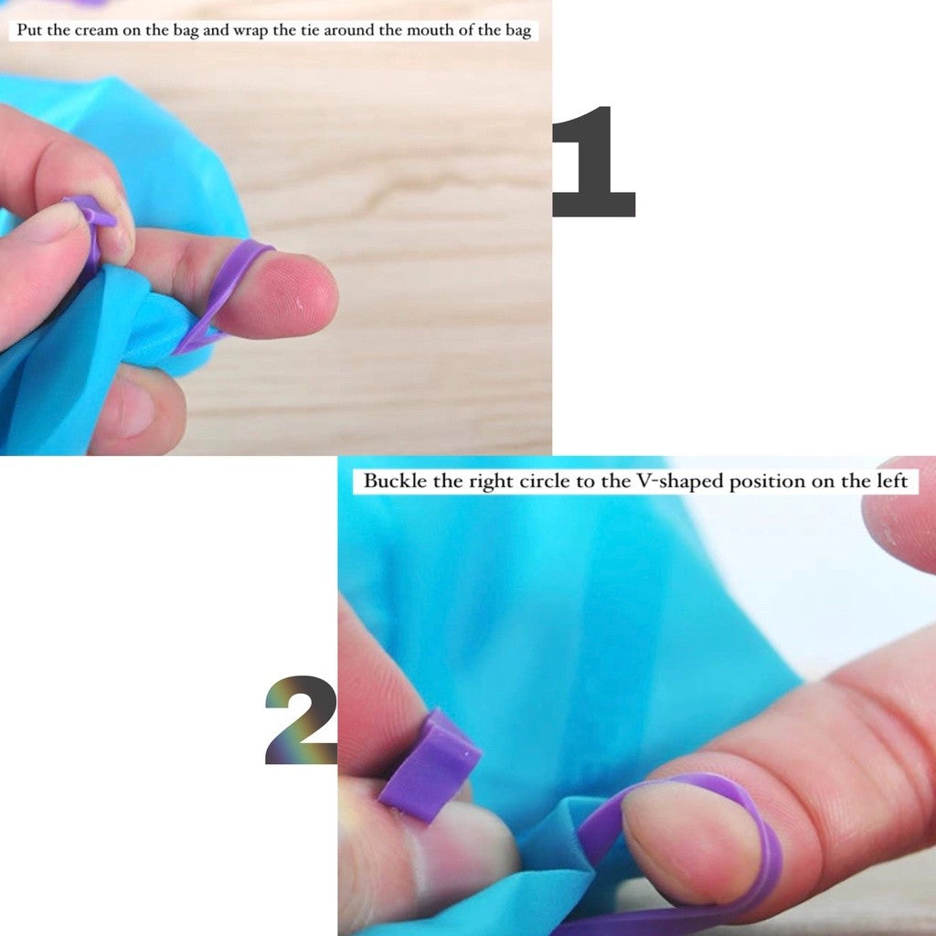5pcs Reusable Silicone Pastry Piping Bag Tie TSC