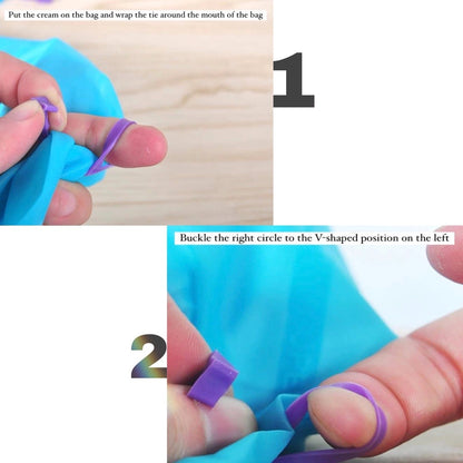 5pcs Reusable Silicone Pastry Piping Bag Tie TSC
