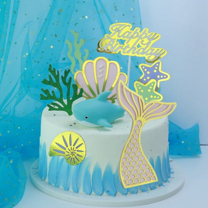 Mermaid Theme Toy Topper Silicone Molder Stencil for Cake Decoration TSC