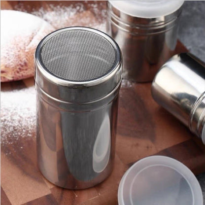 Stainless Steel Chocolate Shaker with Lid Confectionery Sugar Cocoa Sifter Strainer for Coffee and Cake Decoration TSC
