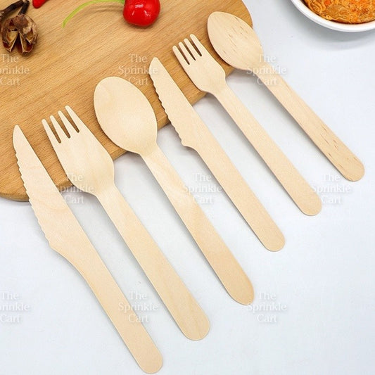 Wooden and Plastic Disposable Food Utensil Spoon Fork Knife Picks Barbeque Stick for Party Use TSC