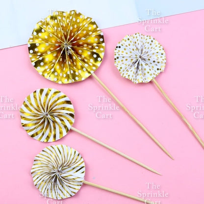 Leaf Fan Cake Toppers Paper Folding Butterfly Paper Topper Mini Paper Fan Round Cake Decoration