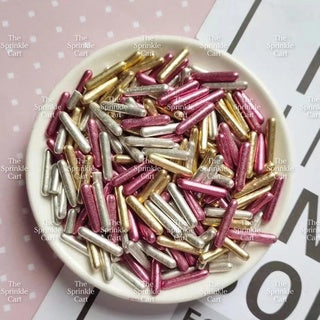 Edible Sprinkle Dragees Luxe Series Metallic Gold Rosegold Matte Pastel 50grams Decoration