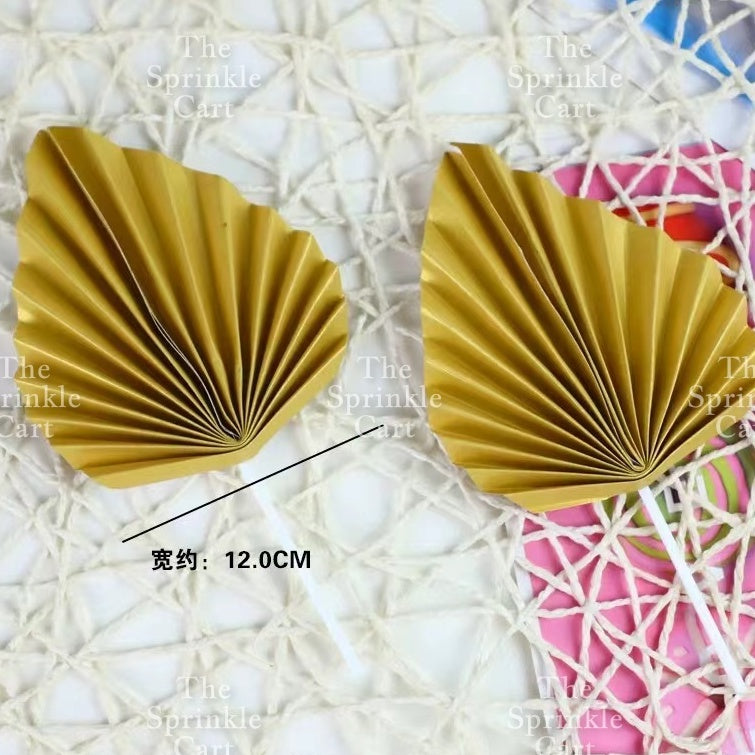 Leaf Fan Cake Toppers Paper Folding Butterfly Paper Topper Mini Paper Fan Round Cake Decoration