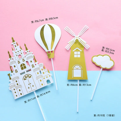 Castle Prince Princess Cake Paper and Acrylic Topper TSC