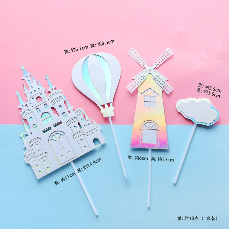 Castle Prince Princess Cake Paper and Acrylic Topper TSC