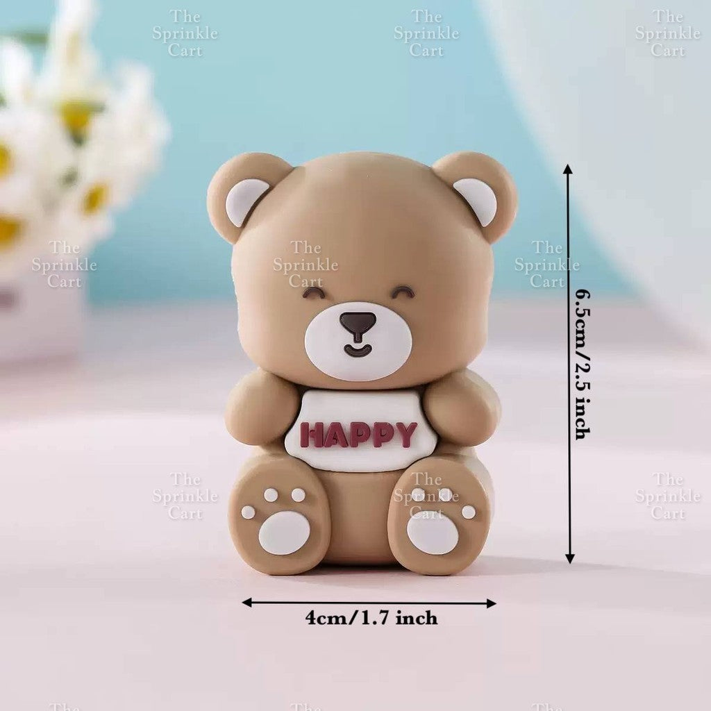 Bear Polymer Vinyl Toy Cake Topper for Baby Boy Girl Birthday Christening Party TSC