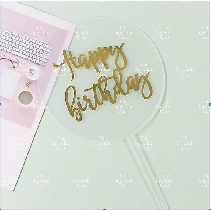 Transparent Happy Birthday Acrylic Topper Cake Decoration TSC