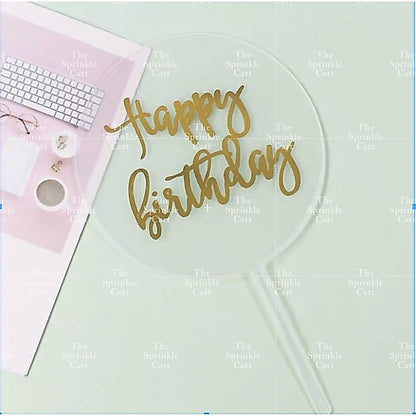 Transparent Happy Birthday Acrylic Topper Cake Decoration TSC