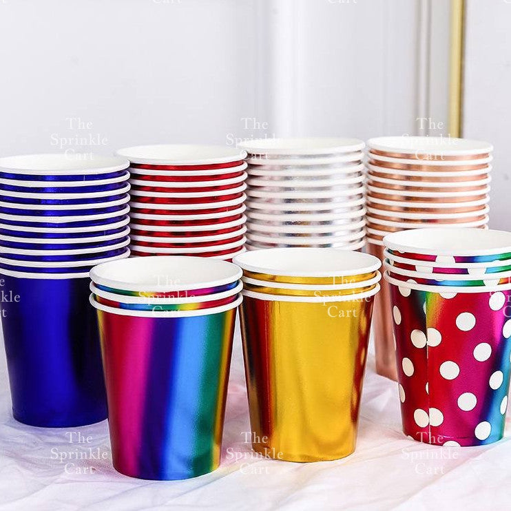 10pcs Disposable Tableware Metallic Colorful Drinking Cups Birthday Party Supplies TSC