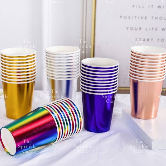 10pcs Disposable Tableware Metallic Colorful Drinking Cups Birthday Party Supplies TSC