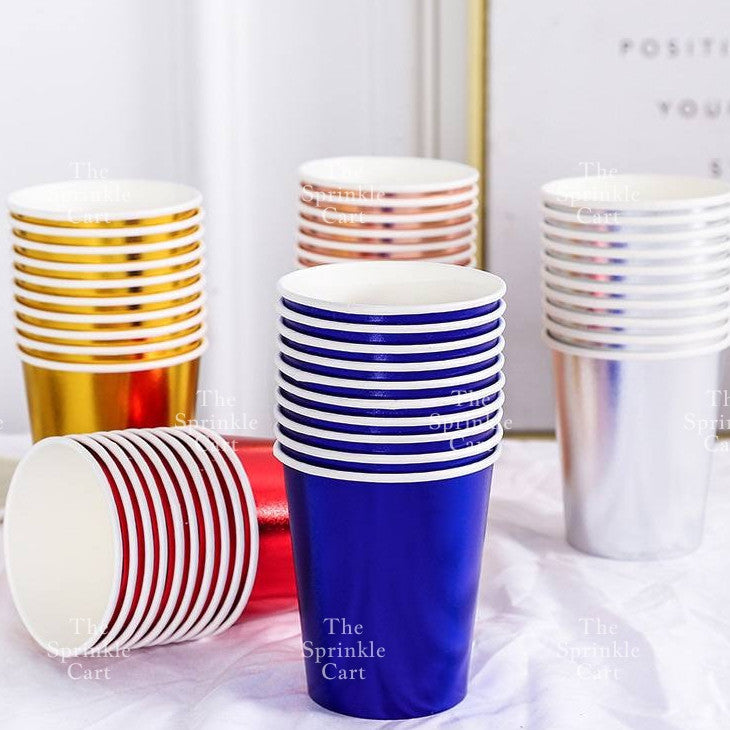 10pcs Disposable Tableware Metallic Colorful Drinking Cups Birthday Party Supplies TSC