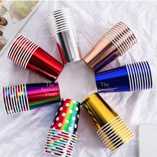 10pcs Disposable Tableware Metallic Colorful Drinking Cups Birthday Party Supplies TSC