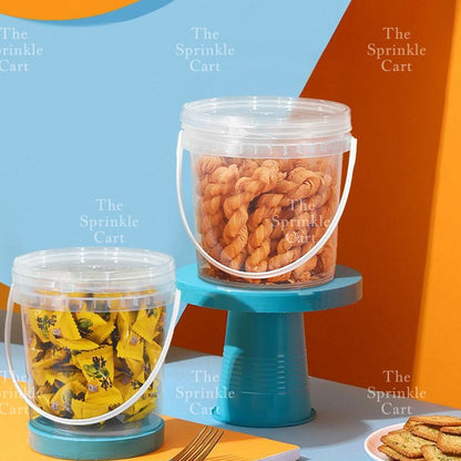 Multipurpose Clear Plastic Food Grade Cookie Bucket Container with Lid Handle Airtight Leakproof TSC