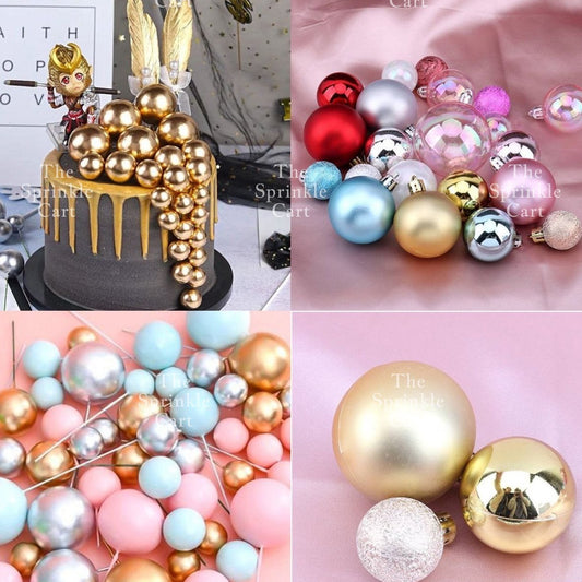 Balls Cake Topper Gold Silver Red Pink Blue Decoration Birthday Party TSC