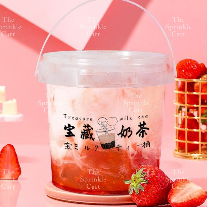 Multipurpose Clear Plastic Food Grade Cookie Bucket Container with Lid Handle Airtight Leakproof TSC