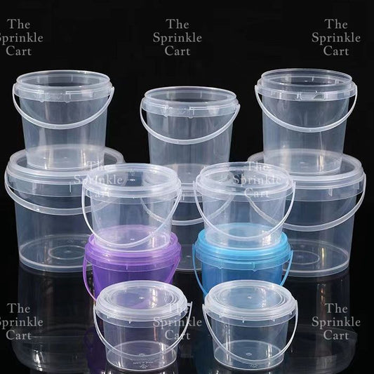 Multipurpose Clear Plastic Food Grade Cookie Bucket Container with Lid Handle Airtight Leakproof TSC