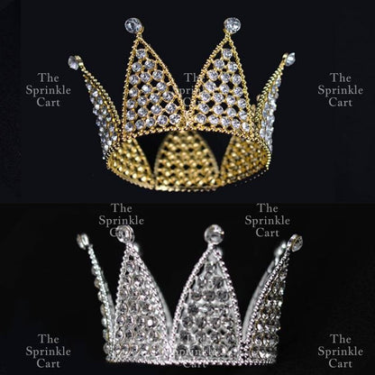 Crown Cake Topper/ Decor Shiny Gold Silver Pearl Birthday Princes