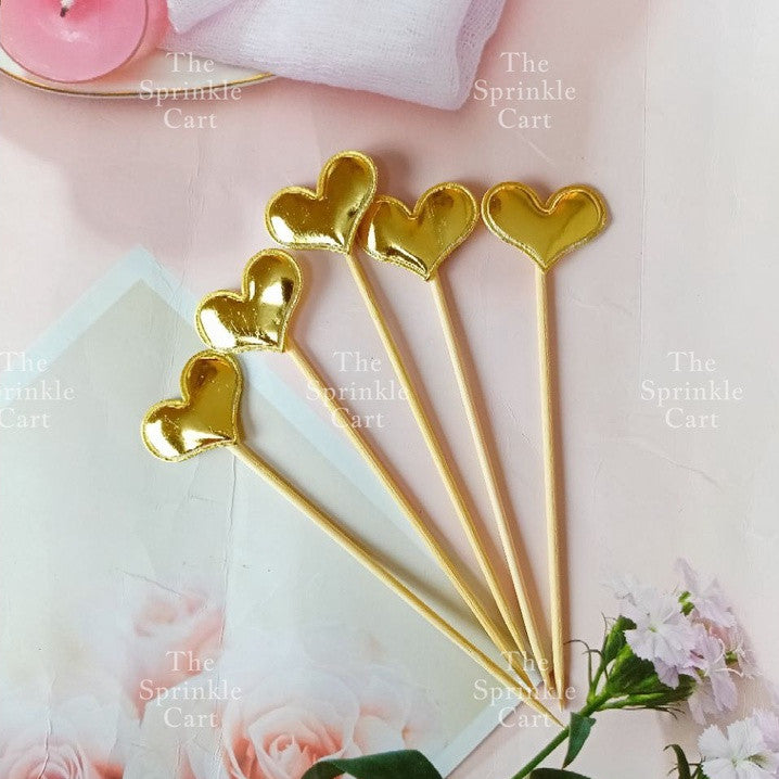 5pcs Metallic Star Heart Crown Cake Birthday Topper