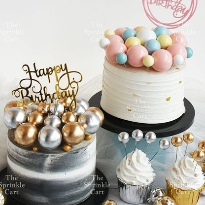 Balls Cake Topper Gold Silver Red Pink Blue Decoration Birthday Party TSC