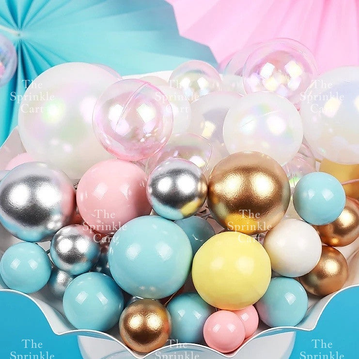 Balls Cake Topper Gold Silver Red Pink Blue Decoration Birthday Party TSC