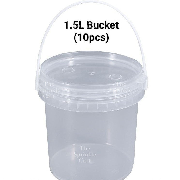 Multipurpose Clear Plastic Food Grade Cookie Bucket Container with Lid Handle Airtight Leakproof TSC