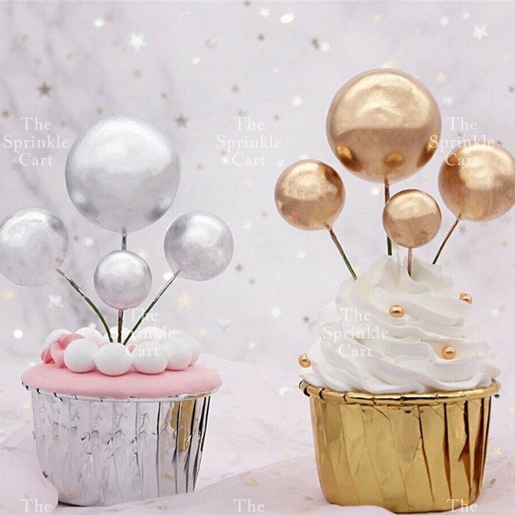 Balls Cake Topper Gold Silver Red Pink Blue Decoration Birthday Party TSC