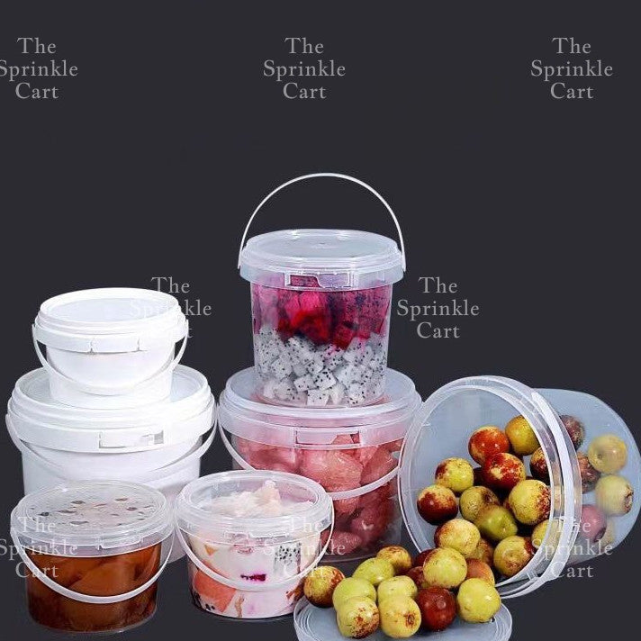Multipurpose Clear Plastic Food Grade Cookie Bucket Container with Lid Handle Airtight Leakproof TSC