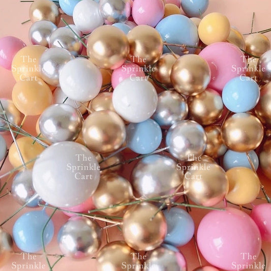 Balls Cake Topper Gold Silver Red Pink Blue Decoration Birthday Party TSC