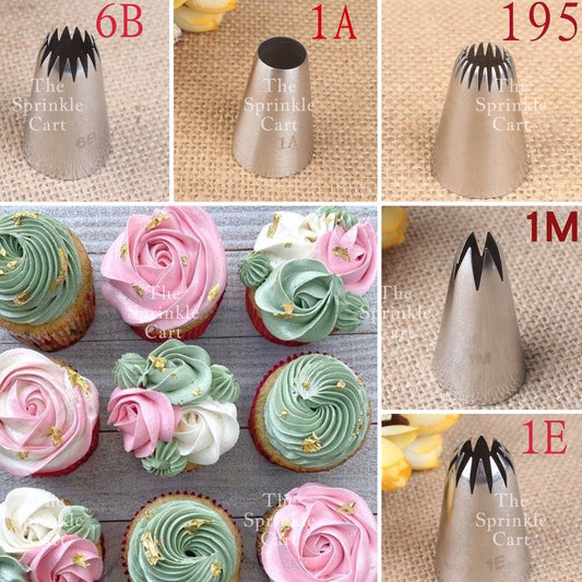 1M 2F 2D 6B 195 Nozzle Tip for Cake Icing Buttercream Pastry Decoration TSC