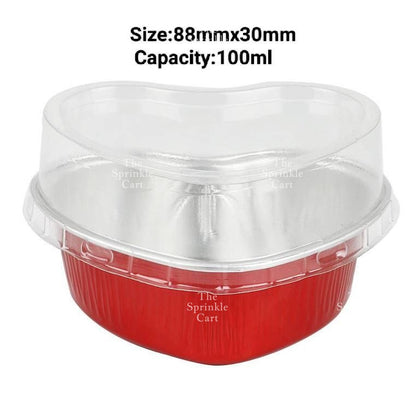Dessert Round Heart Rectangle Cups with Lid Aluminum Foil Bakewares Decoration TSC