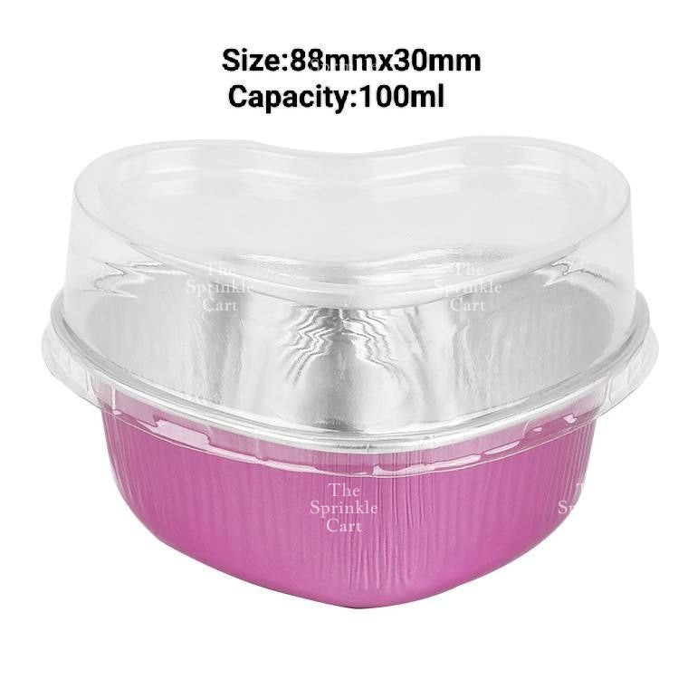 Dessert Round Heart Rectangle Cups with Lid Aluminum Foil Bakewares Decoration TSC