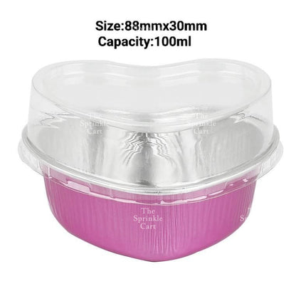 Dessert Round Heart Rectangle Cups with Lid Aluminum Foil Bakewares Decoration TSC