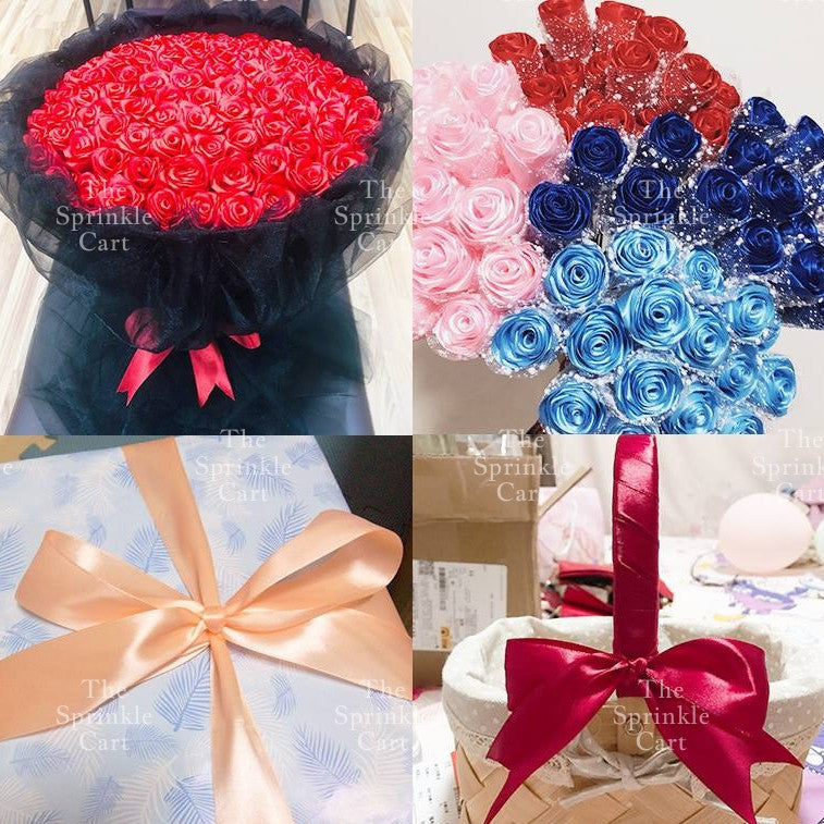 4cm Plain Satin Ribbon Gift Roll Packaging DIY Birthday Party Decoration TSC