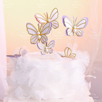 Leaf Fan Cake Toppers Paper Folding Butterfly Paper Topper Mini Paper Fan Round Cake Decoration